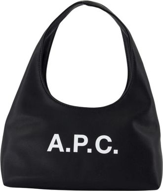 A.P.C. A.p.c., Tassen, Dames, Zwart, ONE Size, Polyester, Zwarte Synthetische Schoudertas Ninon