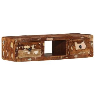 Berkfield Home Wall-mounted TV Cabinet 100x32x25 cm Solid Wood Reclaimed in Brown | Size: 100 x 32 x 25 cm