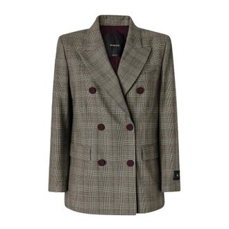 Pinko Pinko - New Guinea Double-breasted Jacket - Dames - Jassen - Bruin - Maat: XS Wol