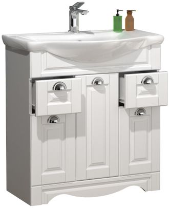 ebuy24 Ebuy24 - Vcm 2 Piezas Lavabo Lavabo Inferior 75 Cm Juego De Muebles De Ba&ntilde;o Con Lavabo Landhaus Styl Pr&aacute;cticos Cajones Complete Casalo Xl (blanco)