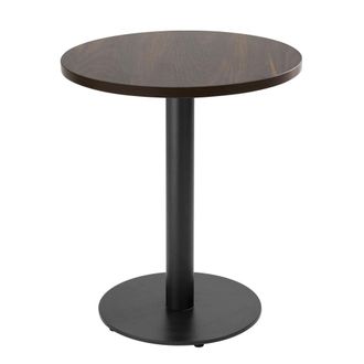 Oviala Mesa de comedor 60 cm pie negro y revestimiento de madera oscura
