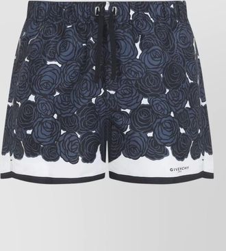 Givenchy logo swim shorts floral print waistband