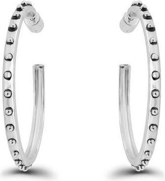 Christian Siriano Oxidized Bead 30mm Hoop Earrings in Silver at Nordstrom Rack