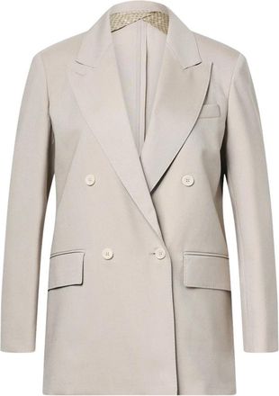 Max Mara Double-Breasted Blazer - Dames - Blazers - Beige - XL - Wol - Jassen