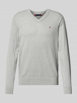 Tommy Hilfiger Regular Fit Strickpullover mit Kaschmir-Anteil Modell PIMA in Hellgrau Melange, Gr&ouml;&szlig;e L