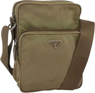 Prada Pre-owned Cross Body Bags, female, Green, Size: ONE SIZE Pre-owned Vintage Nylon Shoulder Bag