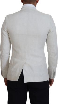 Dolce & Gabbana Mens White Linen Slim Fit Jacket Blazer Clothing
