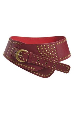 BP. Angular Studded Faux Leather Belt in Burgundy at Nordstrom, Size Medium