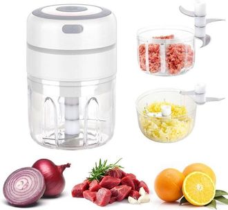 OEM Mini Picadora El&eacute;ctrica De Cebolla Con 2 Vasos, Batidora El&eacute;ctrica Multifunci&oacute;n De Cocina De 250 Ml + 100 Ml, Recargable Por Usb Para Verduras, Frutas