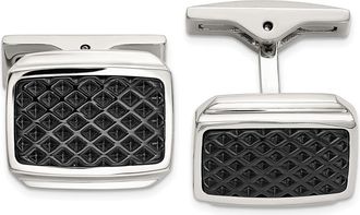 Diamond2Deal Stainless Steel Textured Black IP-plated Cuff Links