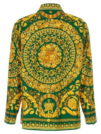 Versace Baroque-Print Silk Shirt - Green