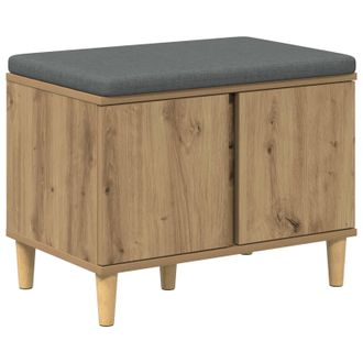 vidaXL Vidaxl Panca Per Scarpe Con Cuscino Rovere Artigianale 60 X 38 X 46 Cm