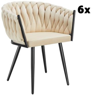 TecTake 2 Sillas de comedor de terciopelo, dise&ntilde;o anudado 60,5x55x75 cm arena