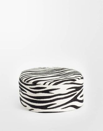 Asos Berretto in pelle cavallino con stampa zebrata-Multi
