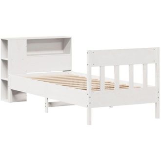 vidaXL Vidaxl - Cama Con Estanter&iacute;a Sin Colch&oacute;n Madera Maciza Blanca 75x190 Cm