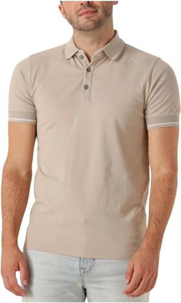 Genti Tops, Heren, Beige, L, Katoen, Polo met 3 knopen SS
