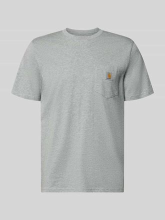 Carhartt Work in Progress Regular Fit T-Shirt mit Logo-Patch in Mittelgrau Melange, Gr&ouml;&szlig;e XXL
