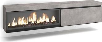 Skraut Home Skraut Home - Mueble Tv, Televisi&oacute;n, Muebles De Sal&oacute;n, Almacenaje, 210, Para Tv Hasta 80, Chimenea El&eacute;ctrica Xxl, Colgado, Suspendido, Estilo Moderno,