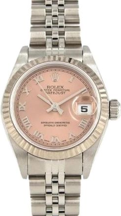 Rolex Pre-owned Datejust Roestvrij Staal Wit Goud - Dames - Vintage Horloges - Roze - ONE Size - Vintage