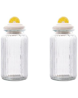 10 Strawberry Street 11 Strawberry Street Set Of 2 Figural Knob Glass Canisters