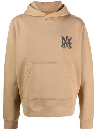 Amiri logo-print cotton hoodie - men - Cotton/Lyocell - XXXL - Brown