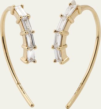 Lana Jewelry 14K Yellow Gold Baguette Diamond Mini Hooked on Hoop Earrings