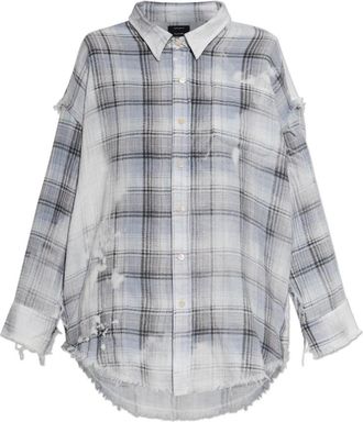R13 Shredded Seam Drop Neck Shirt - Dames - Overhemden - Blauw - 2XS - Katoen - Overhemden