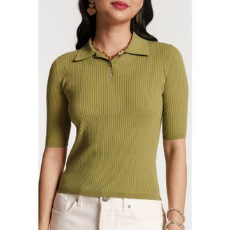 Frances Valentine Krissy Polo Rib Knit in Fern at Nordstrom, Size X-Large