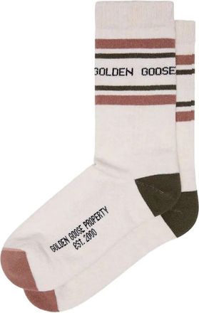 Golden Goose Socks Bi-Color Stripes Heritage White