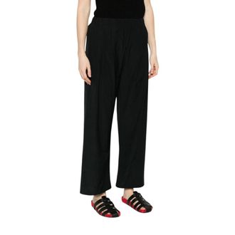 Apuntob Pleated Wide-Leg Trousers - female - Apuntob - Wide Trousers - Black - M - Trousers