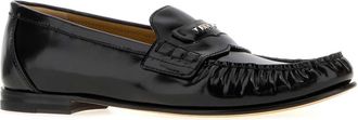 Fendi Womens Black Leather Fendi Scrunch Loafers Nero Mocassini