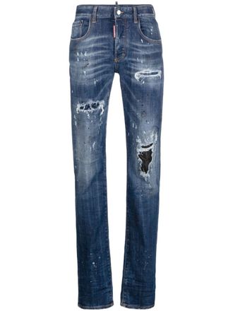 Dsquared2 mid-rise distressed jeans - women - Cotton/Polyester/Elastane - 36 - Blue