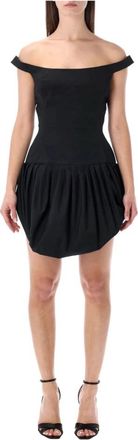 Magda Butrym Off Shoulder Corset Mini Jurk - Dames - Korte kleedjes - Zwart - XS - Kleedjes