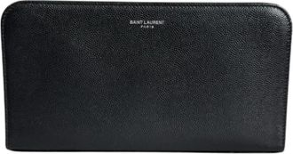 Saint Laurent Pre-owned Vintage Lange Portemonnee (bi-fold) - Heren - Vintage Accessoires - Zwart - ONE Size - Leer - Vintage