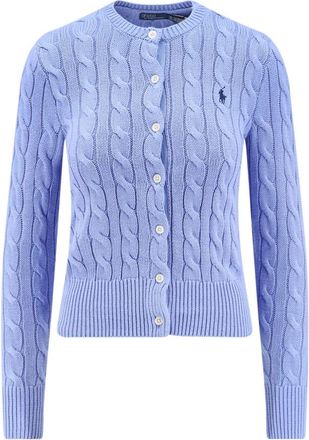 Polo Ralph Lauren Katoenen kabelgebreide cardigan - Dames - Vesten - Blauw - L - Katoen - Truien & Vesten