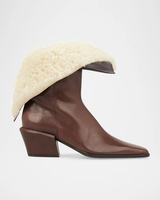 PARIS TEXAS Bettina 50MM Shearling-Lined Leather Boots