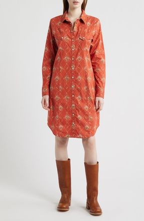 Pendleton Gambler Print Long Sleeve Shirtdress in Adobe Lattice at Nordstrom, Size X-Large