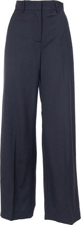 Max Mara Wijde broek - Dames - Wijde Broeken - Blauw - 2XL - Wol - Broeken