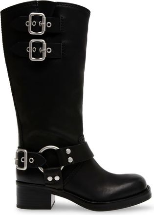 Steve Madden Womens Eastern Motorcycle Boots with Block Heel in Black - Size UK 4