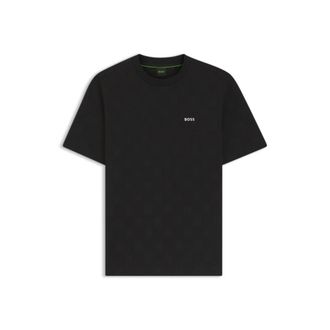 BOSS Cotton-blend T-shirt with tennis-ball jacquard