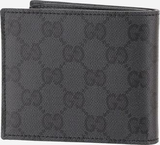 Gucci Mens Bi-Fold Wallet Essence Classic Black Cotton & Cardholders