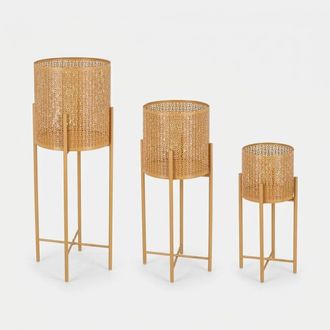 BIZZOTTO Set De 3 Portamacetas Altos De Acero Kalidas Yes - Amarillo