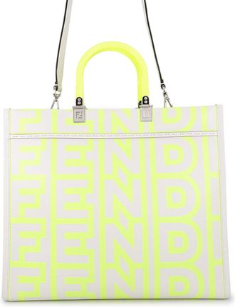 Fendi White Yellow Leather Tote Bag (Pre-Owned)
