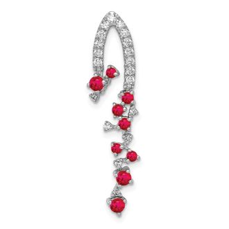 Diamond2Deal 14K White Gold Lab Grown Diamond & Created Ruby Pendant (0.21ct, VS, G-H)