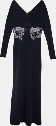 Roberto Cavalli Black Crepe & Embellished Lace Gown