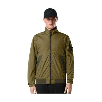 Stone Island Light Jackets, male, Green, Size: XL Crinkle Reps NY Jacket