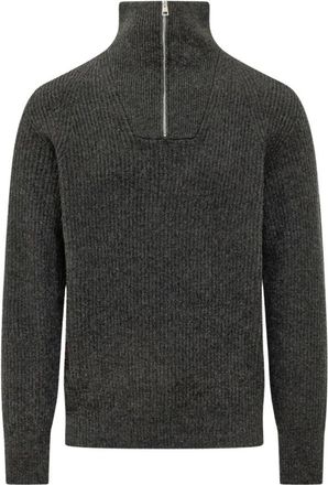 Amaranto Maglione a collo alto con zip corta a coste inglesi - - Knitwear - Uomo - Grigio - M