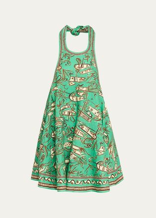 Alemais Fish Sticks Mini Linen Halter Dress