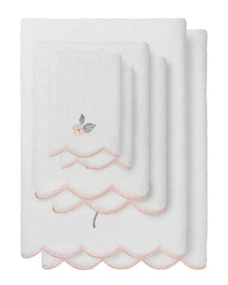 Linum Home Textiles 100% Turkish Cotton Hydea Scallop 6Pc Embellished Towel Set