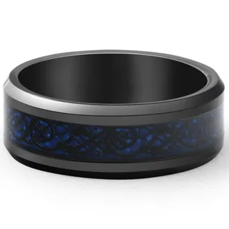 Pompeii3 Mens Black Dragon Black Tungsten Ring 8mm Wedding Band Comfort Fit Ring
